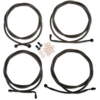Standard Midnight Braided Handlebar Cable/Brake Line Kit — Black, Ape Hanger fit, 45.5 cm - 51 cm (18" - 20")