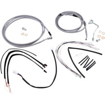 Complete Stainless Braided Handlebar Cable/Brake Line Kit — 14" ape hanger fit
