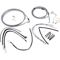 Complete Stainless Braided Handlebar Cable/Brake Line Kit — 16" handlebar, ape-hanger fit