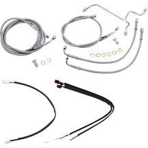 Complete Stainless Braided Handlebar Cable/Brake Line Kit — 16" height, Ape hanger, Silver