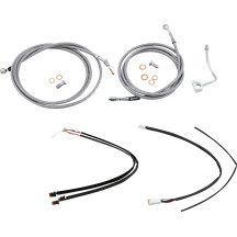 Complete Stainless Braided Handlebar Cable/Brake Line Kit — 16" handlebar height, Ape Hanger, ABS
