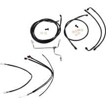 Complete Black Vinyl Handlebar Cable/Line Kit for Ape Hangers — 18" handlebar height, Ape Hanger, Non-ABS, Black