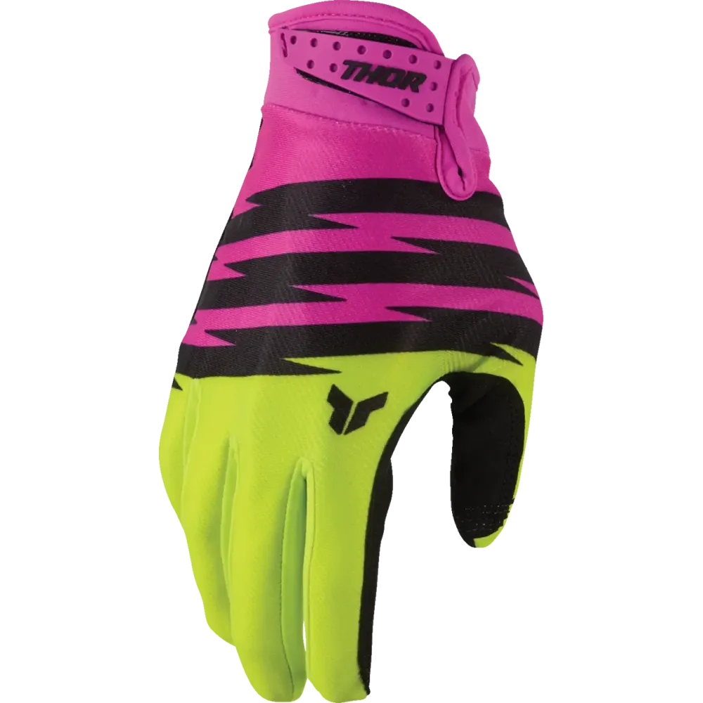 THOR Youth Launchmode Shockie Gloves — 2XS, Fuchsia, Fluorescent Yellow, Acid, Black