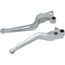 Dillinger Lever Set — Silver, matte finish, for Harley-Davidson®