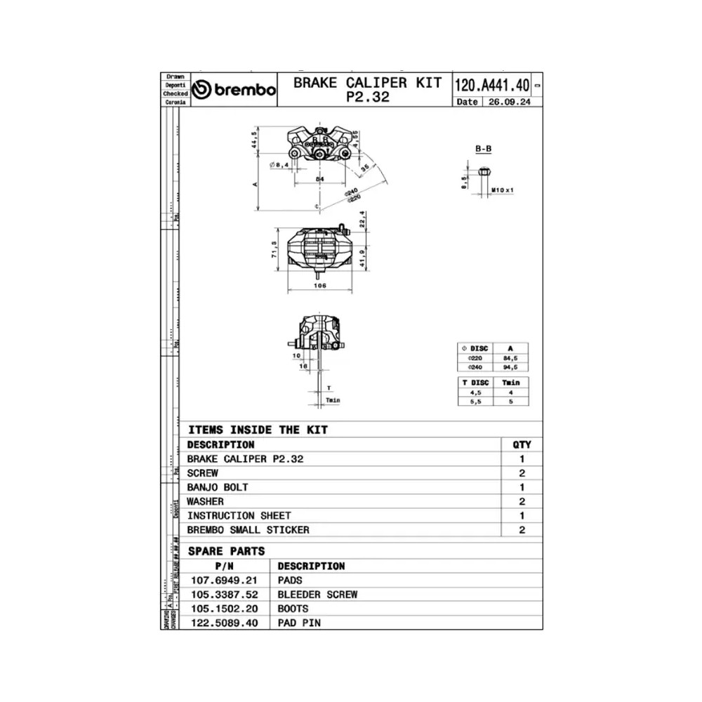 GP2-SS Brake Caliper Upgrade Line — Rear, 2-Piston, 34mm