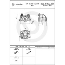 P2.34 Rear Brake Caliper — Rear, 2-Piston, 34mm, Gray