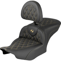 Roadsofa™ Lattice Stitch Seat — Black, Gold Stitching, 44,5 cm x 35,5 cm, 77,5 cm