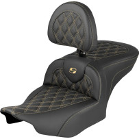 Roadsofa™ Lattice Stitch Seat — Black, Gold Stitching, 44,5 cm x 35,5 cm, 77,5 cm