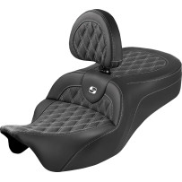 Roadsofa™ King Seat — Black, 2-Up Seat, with Driver Backrest