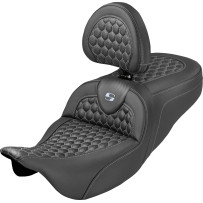 Roadsofa™ Seat — 2-Up Seat, Black/Silver, with Driver Backrest