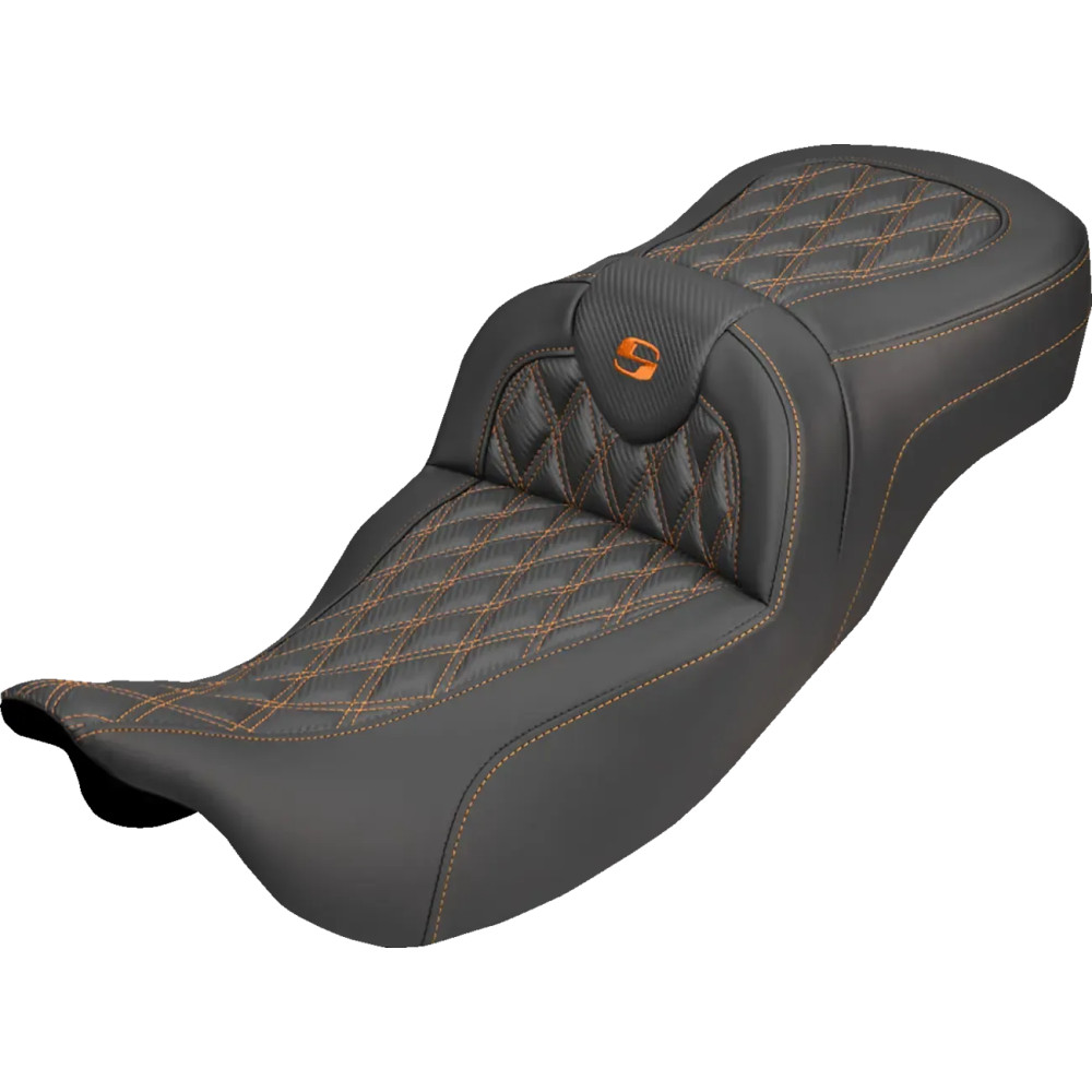 Roadsofa™ Carbon Fiber Seat — Extended Reach, Black/Orange, 2-Up Seat