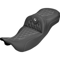 Roadsofa™ Carbon Fiber Seat — 2-Up Seat, Black, White Stitching, Carbon Fiber