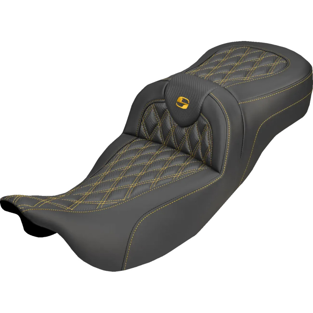 Roadsofa™ Carbon Fiber Seat — 44.5 cm driver seat, 78.74 cm overall length, black/gold
