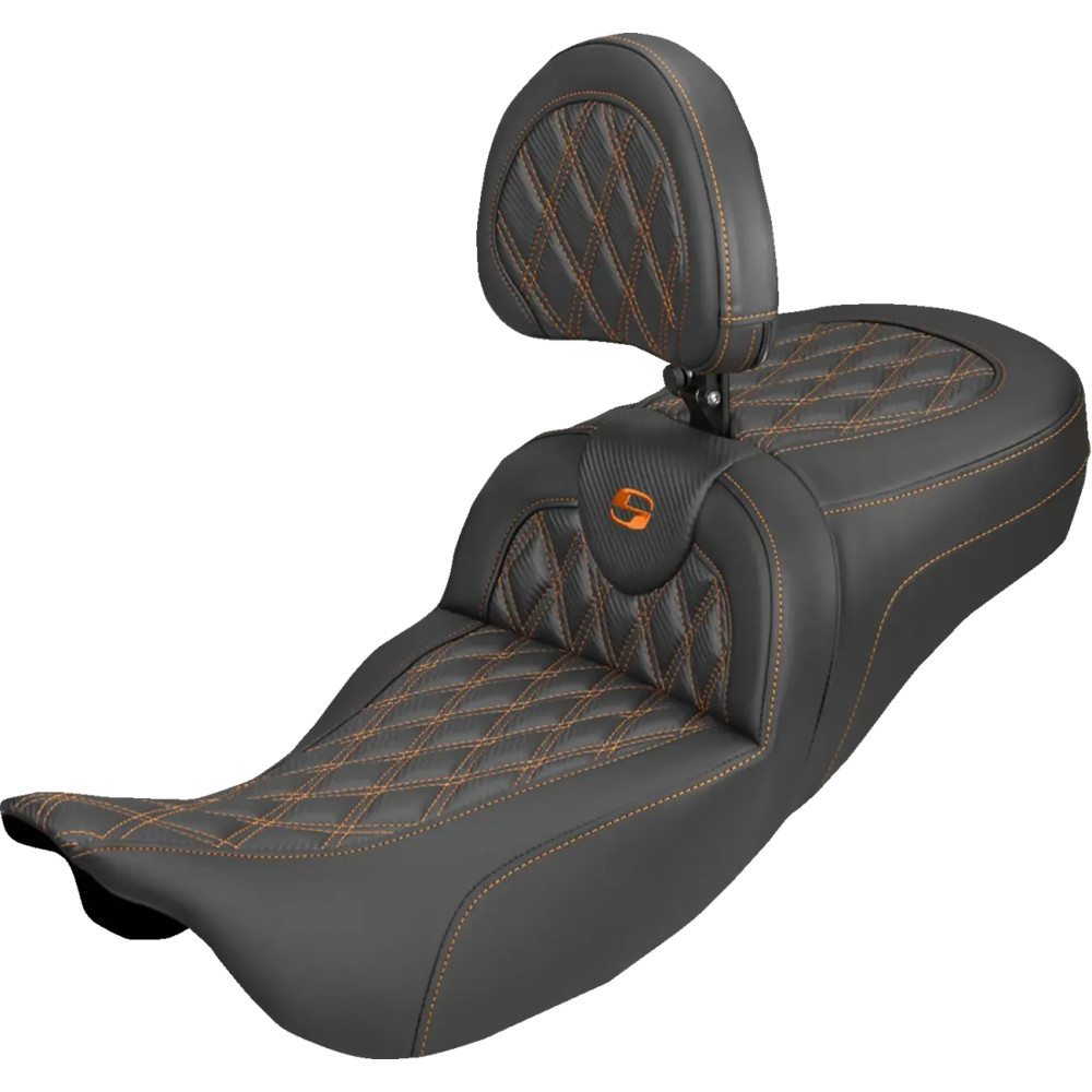 Roadsofa™ Carbon Fiber Seat — black/orange, extended reach, 2-up