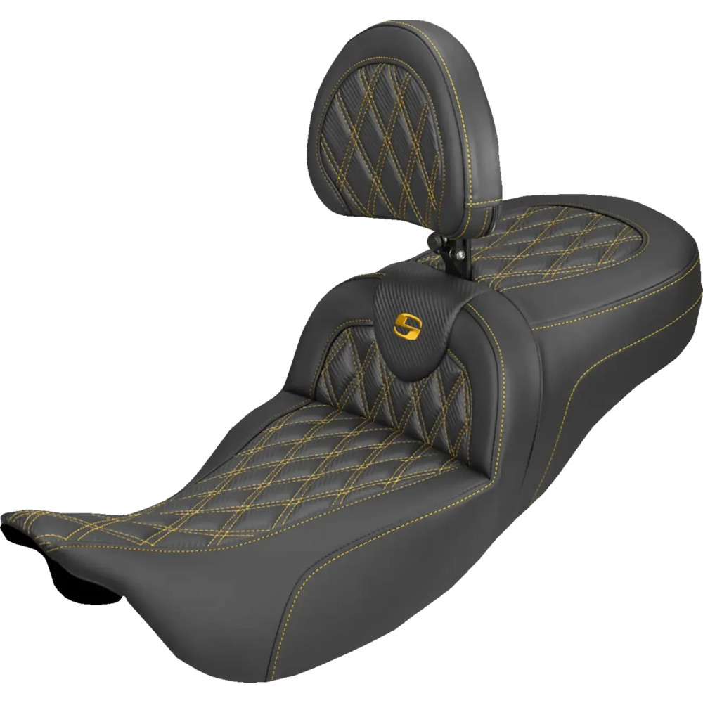 Roadsofa™ Carbon Fiber Seat — 2-Up Seat, Extended Reach, Black/Gold
