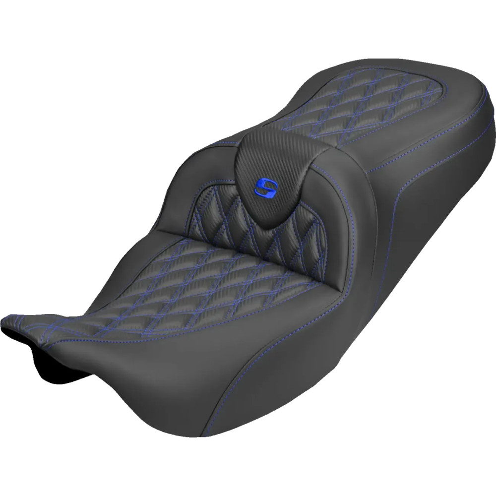 Roadsofa™ Carbon Fiber Seat — 2-Up Seat, Black/Blue, 31 in