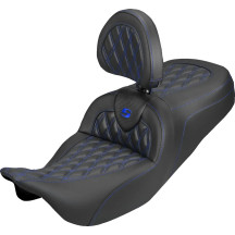 Roadsofa™ Carbon Fiber Seat — 2-Up Seat, Black/Blue, 31"