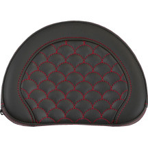 Contoured Sissy Bar Pad — 10 in, 8 in, Black, Red Stitching