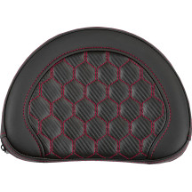 Contoured Sissy Bar Pad — 10 in, 8 in, Black, Red Stitching