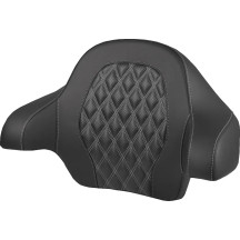 Tour Pak® Backrest Pad — 14 in, Black, Lattice Stitched, Carbon Fiber, Silver Stitching
