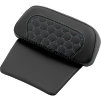 Chopped Tour Pak Backrest Pads — 35.5 cm (14"), Black, Honeycomb, Silver Stitching