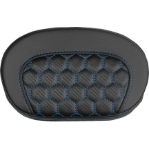 Mini Contour Sissy Bar Pad — 26.5 cm x 16.5 cm, Black, Blue Stitching