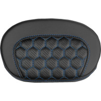 Mini Contour Sissy Bar Pad — 26.5 cm x 16.5 cm, Black, Blue Stitching