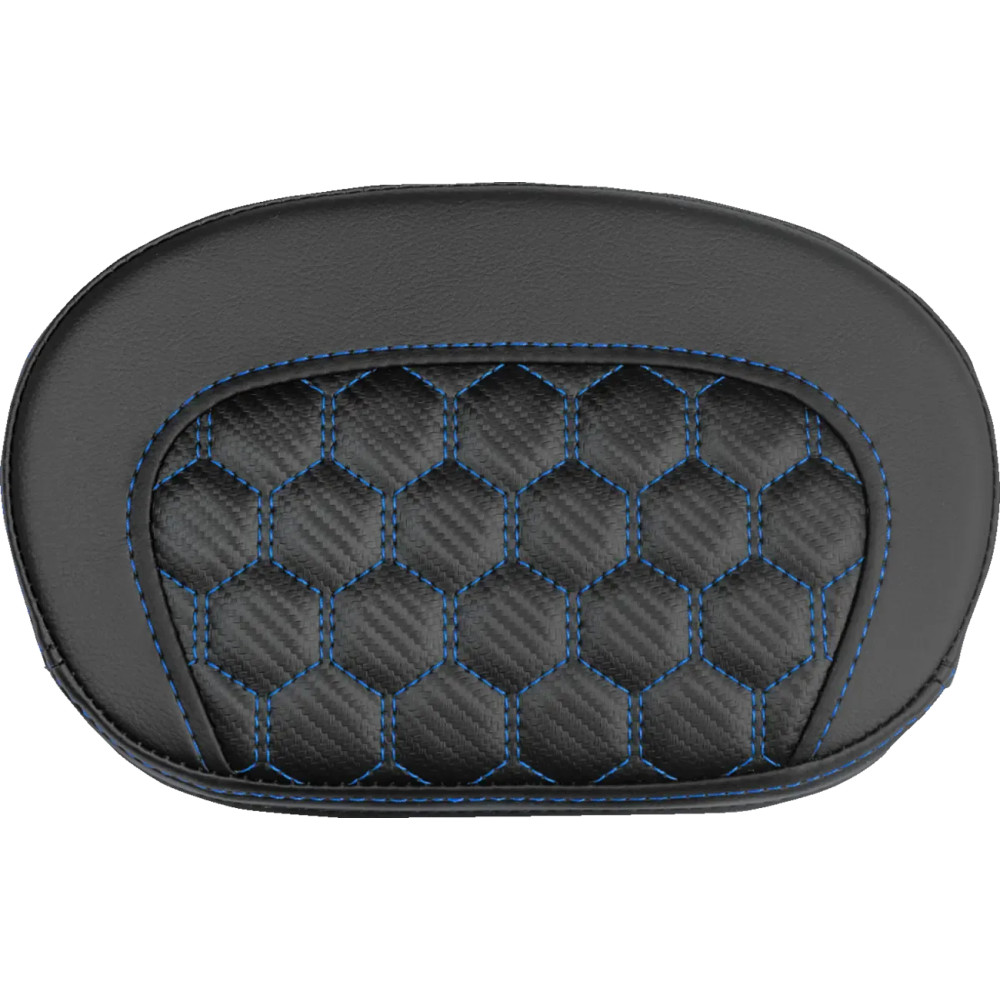 Mini Contour Sissy Bar Pad — 26.5 cm x 16.5 cm, Black, Blue Stitching