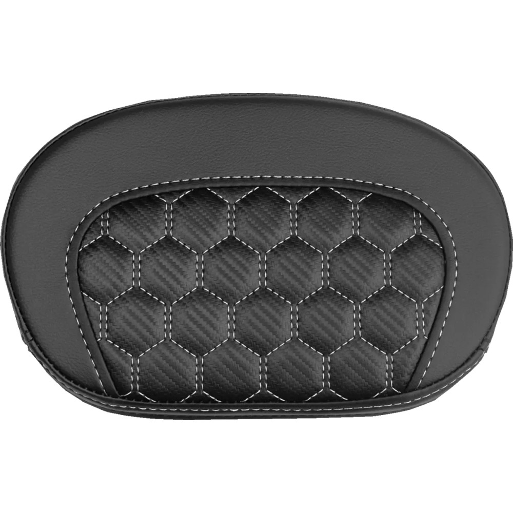 Mini Contour Sissy Bar Pad — 16.5 cm x 26.5 cm, Black, White Stitching