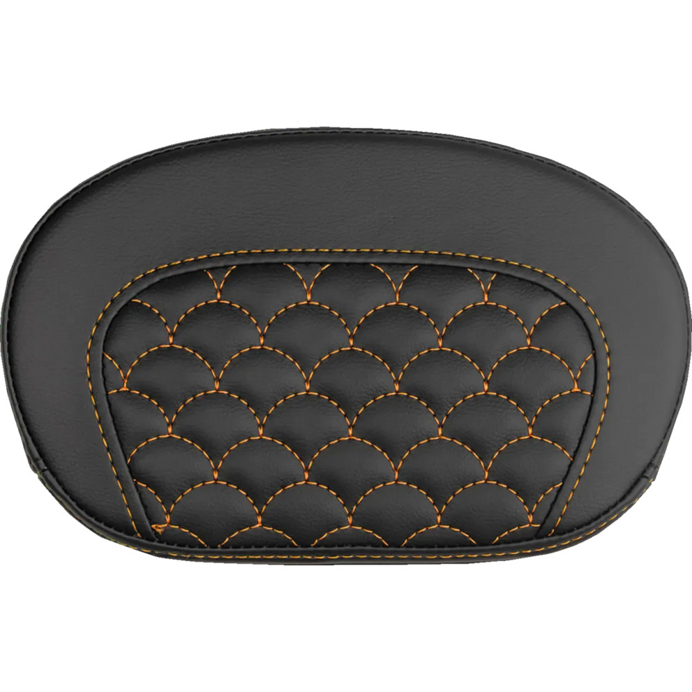 Mini Contour Sissy Bar Pad — 16,5 cm x 26,5 cm, Black, Orange Stitching