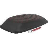 Lattice Stitched Saddlebag Lid Covers — Pair, Black, Red Stitching