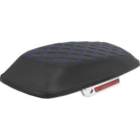 Lattice Stitched Saddlebag Lid Covers — Black, Blue Stitching