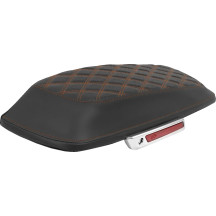 Lattice Stitched Saddlebag Lid Covers — Black, Orange Stitching