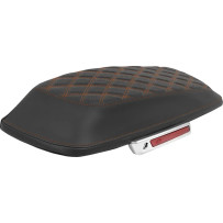 Lattice Stitched Saddlebag Lid Covers — Black, Orange Stitching