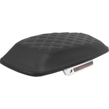 Lattice Stitched Saddlebag Lid Covers — Black, Silver Stitching