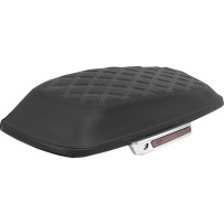Lattice Stitched Saddlebag Lid Covers — Black, Silver Stitching