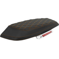 Lattice Stitched Saddlebag Lid Covers — Black, Orange, Pair