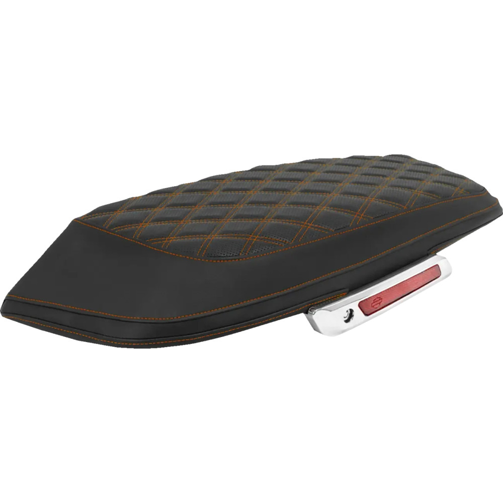 Lattice Stitched Saddlebag Lid Covers — Black, Orange, Pair