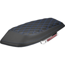Saddlebag Lid Covers — Black, Blue Stitching, Pair