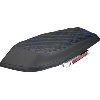 Saddlebag Lid Covers — Black, Blue Stitching, Pair