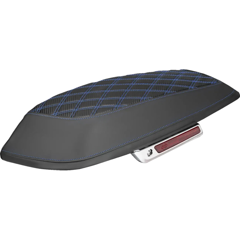 Saddlebag Lid Covers — Black, Blue Stitching, Pair