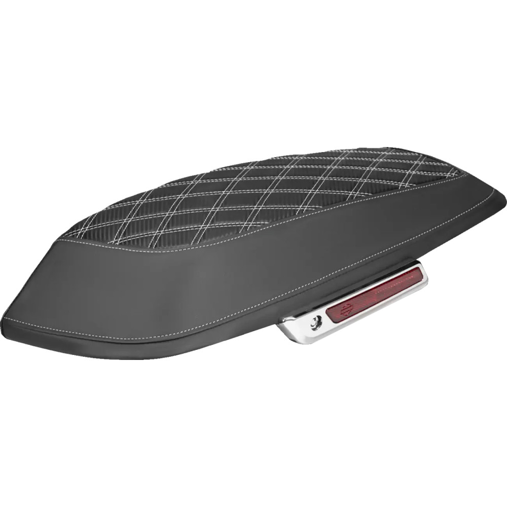 Saddlebag Lid Covers — Black, White Stitching, Pair