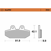 RoadPro Sintered Metal Brake Pads — 81.9 mm x 41.2 mm x 9.9 mm, Set of 2