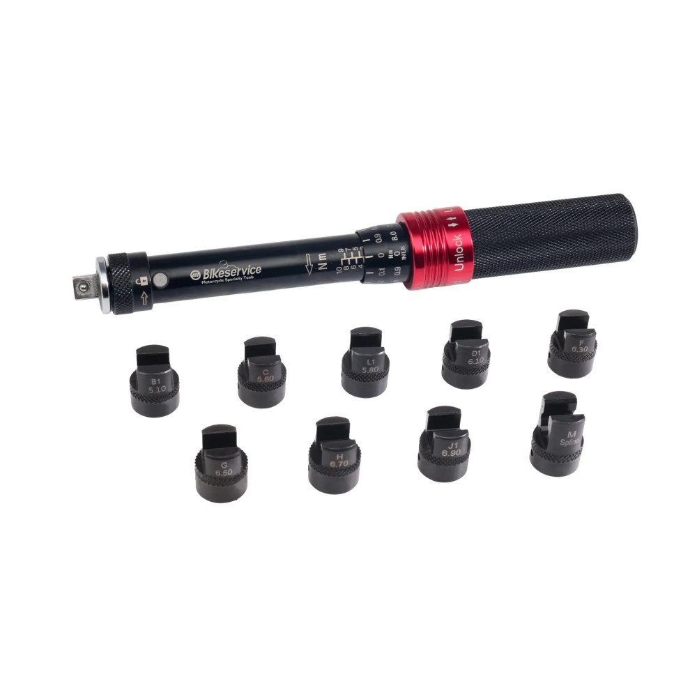 2 in 1 Adjustable Spoke Torque Wrench Kit — 2-10 Nm, Black, Red