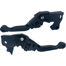 Anthem Pro Adjustable Lever Set for Harley Models — Short folding, brake & clutch, Black Polished