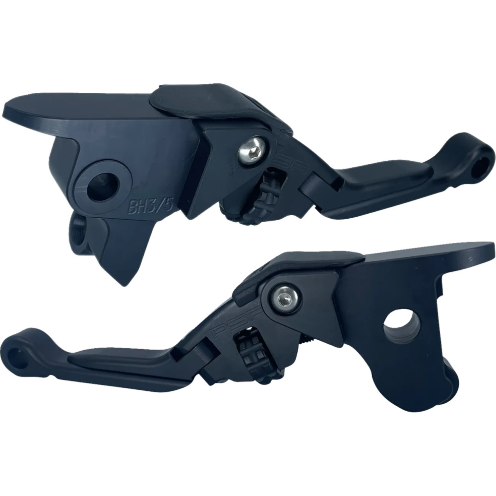 Anthem Pro Adjustable Lever Set for Harley Models — Short, Folding, Polished Black, Brake & Clutch