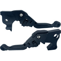 Anthem Pro Adjustable Lever Set for Harley Models — Short folding, adjustable to 1.5", Black polished