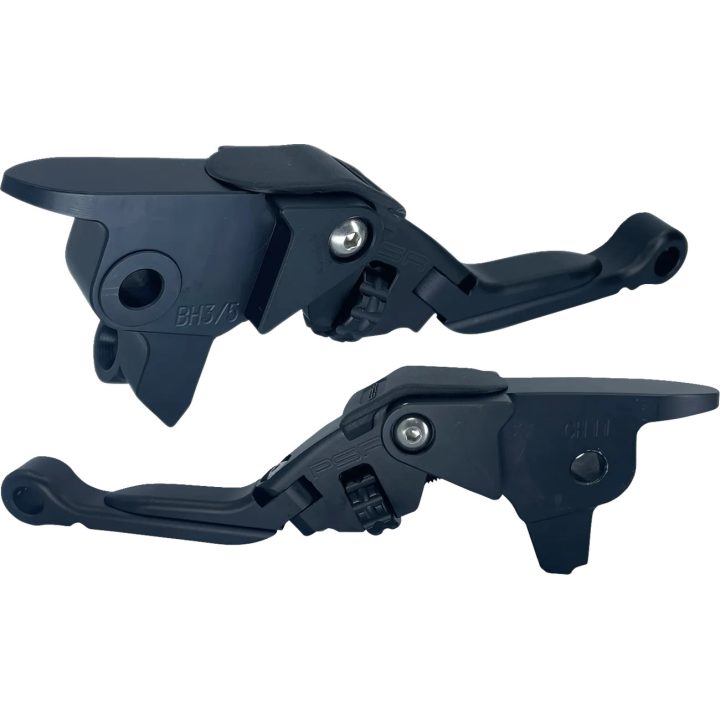 Juego de palancas ajustables Anthem Pro para Harley Models — corto, plegable, negro pulido