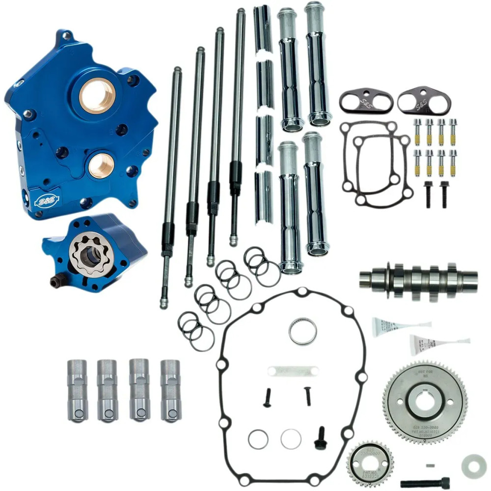 Cam Chest Kit for M8 — Gear Drive, Chrome Pushrod Tubes