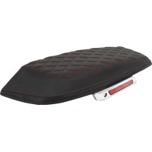 Lattice Stitched Saddlebag Lid Covers — Black, Red Stitching